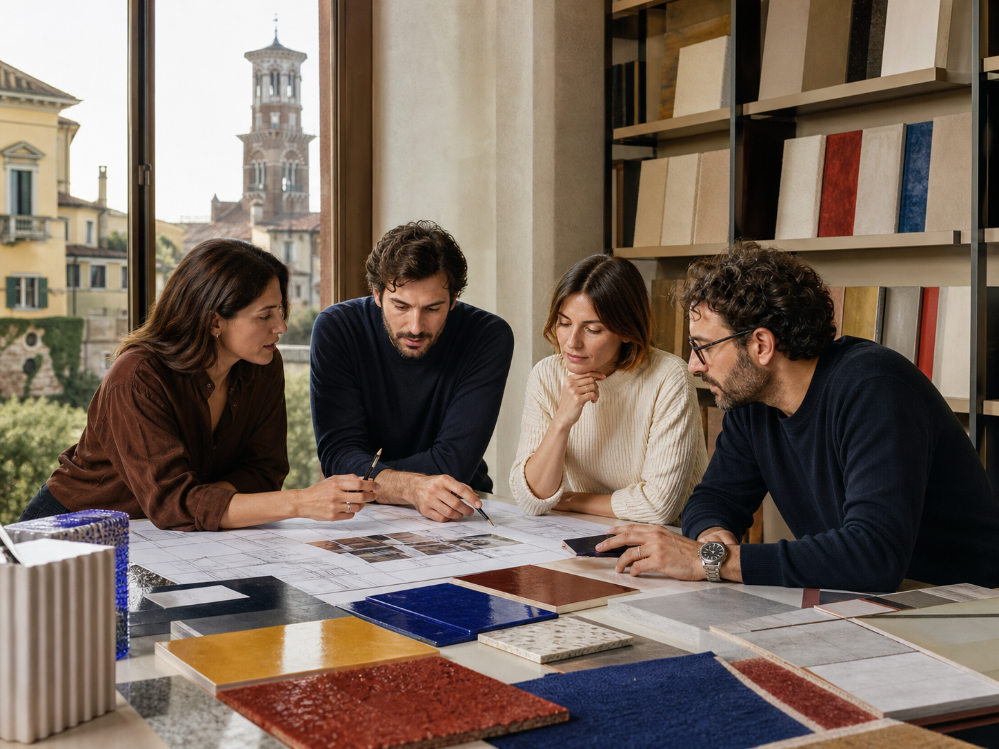 Il team di Misura Viva nella materioteca